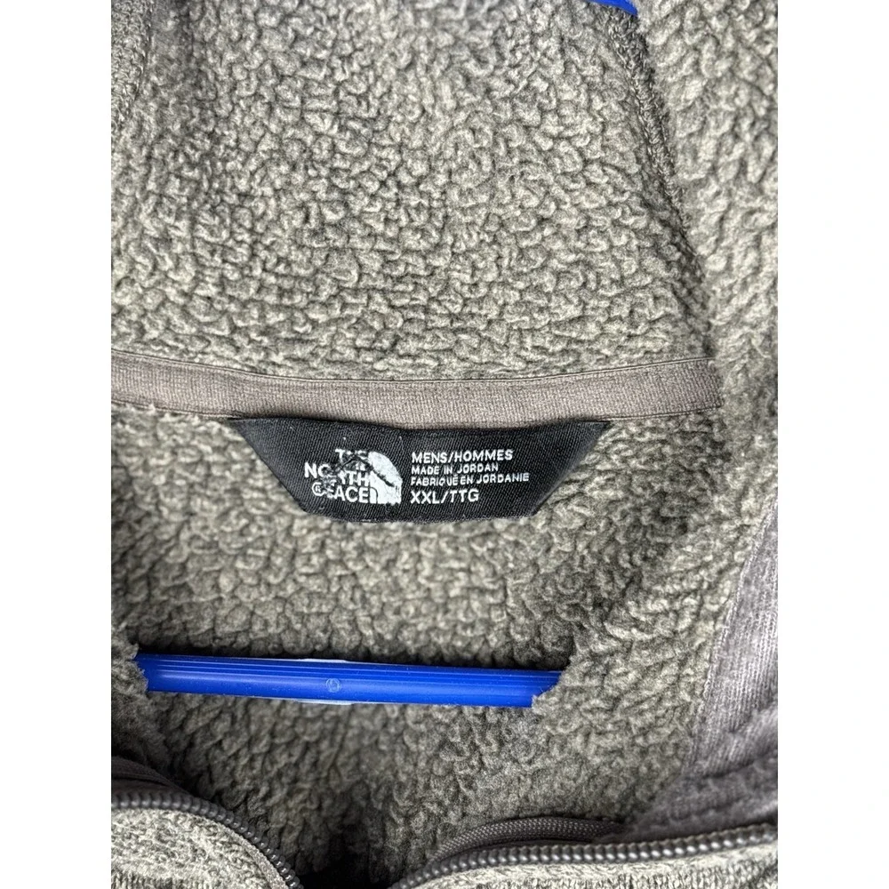 The North Face Jacket Men XXL Brown Sherpa Fleece Hooded Full Zip Sweater Knit